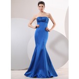 Sirene Sans bretelles Longeur au sol Satin Robe de Soirée avec Ondulé Brodé (017014051)