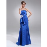 Sirene Col roulé Traine longue Satin Robe de Bal de Promo avec Ondulé Brodé Appliques (018005101)