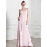 Keizer Sweetheart Vloerlengte Chiffon Avondjurken met Roes (017005269)