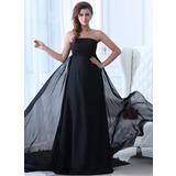 Keizer Strapless Watteau Sleep Chiffon Vakantie Jurk met Roes (020017376)
