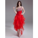 Ligne-A/Princesse Une epaule Assymetrique Organza Robe de Bal de Promo avec Brodé Pailleté (018011238)