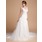 Ligne-A/Princesse Col V Traîne Chapelle Organza Satin Robe de Mariée avec Ondulé Dentelle Perlé (002000378)
