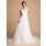 Ligne-A/Princesse Col V Traîne Chapelle Organza Satin Robe de Mariée avec Ondulé Dentelle Perlé (002000378)