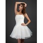 A-Line/Princess Strapless Knee-Length Organza Cocktail Dress With Ruffle (016015368)