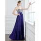 Ligne-A/Princesse Cœur Longeur au sol Mousseline Robe de Bal de Promo avec Ondulé Brodé Pailleté (018004908)