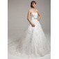 bal Cœur Traine courte Satin Tulle Robe de Mariée avec Dentelle Perlé (002017538)