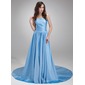 A-Lijn/Prinses Strapless Kapel Sleep Taf Avondjurken met Roes (017020686)
