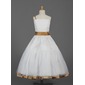 A-Line/Princess Ankle-Length Organza Satin Flower Girl Dress With Sash (010016360)