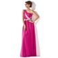 Ligne-A/Princesse Une epaule Longeur au sol Mousseline Robe de Soirée avec Ondulé Brodé Pailleté (017005592)