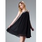 A-Lijn/Prinses Een-Schouder Knielengte Chiffon Vakantie Jurk met Roes Kraal (020003242)