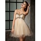 Empire Sweetheart Short/Mini Taffeta Tulle Homecoming Dress With Ruffle Beading (022013925)
