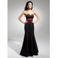 Keizer Scallop Neck Vloerlengte Satin Avondjurk met Sash (017014922)