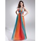 Keizer Halter Vloerlengte Chiffon Vakantie Jurken met Roes (020015836)
