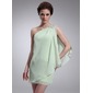 Sheath One-Shoulder Short/Mini Chiffon Homecoming Dress With Ruffle Beading (022010347)