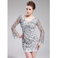 Gaine Col V Court/Mini Organza Charmeuse Robe de Bal de Promo avec Brodé Pailleté (018019180)