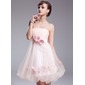 Empire Strapless Knee-Length Tulle Homecoming Dress With Ruffle Flower(s) (022020950)