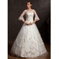 bal Col V Longeur au sol Satin Tulle Robe de Mariée avec Dentelle Perlé (002015168)