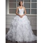 bal Cœur Traine courte Organza Satin Robe de Mariée avec Perlé Pailleté (002004530)
