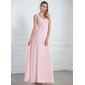 A-Line/Princess V-neck Floor-Length Chiffon Bridesmaid Dress With Ruffle (007001785)