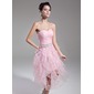 Sheath Sweetheart Tea-Length Organza Cocktail Dress With Ruffle Beading Sequins (016015121)