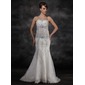 Sirene Traine courte Organza Robe de Mariée avec Dentelle Perlé Sequins (002017114)