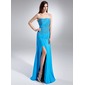 Sheath Sweetheart Floor-Length Chiffon Charmeuse Prom Dress With Ruffle Beading Sequins (018015617)