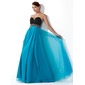 Empire Cœur Longeur au sol Mousseline Tulle Robe de Bal de Promo avec Ondulé Brodé Pailleté (018004900)