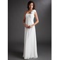 Empire Une epaule Longeur au sol Mousseline Robe de Demoiselle d'Honneur avec Ondulé Fleurs (007016719)