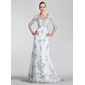 Ligne-A/Princesse Col V Traine courte Satin Dentelle Robe de Mariée avec Echarpes Perlé Sequins (002004151)