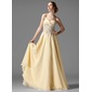 Ligne-A/Princesse Cœur Longeur au sol Mousseline Robe de Bal de Promo avec Ondulé Brodé (018004901)