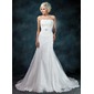 Sirene Sans bretelles Traîne Chapelle Organza Satin Robe de Mariée avec Ondulé lacet Perlé (002001236) Sirene Sans bretelles Traîne Chapelle Organza Satin Robe de Mariée avec Ondulé lacet Perlé (002001236)
