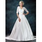 bal Col V Traine courte Satin Tulle Robe de Mariée avec Ondulé Dentelle Echarpes (002011615) bal Col V Traine courte Satin Tulle Robe de Mariée avec Ondulé Dentelle Echarpes (002011615)