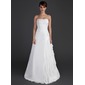 Ligne-A/Princesse Sans bretelles Longeur au sol Mousseline Taffetas Robe de Mariée avec Ondulé Perlé (002012595)