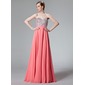 Ligne-A/Princesse Cœur Longeur au sol Mousseline Robe de Bal de Promo avec Brodé Pailleté (018012850)