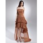 A-Line/Princess Strapless Asymmetrical Chiffon Prom Dress With Beading (018015648)
