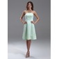 A-Line/Princess Strapless Knee-Length Satin Bridesmaid Dress (007000867)
