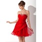 A-formet/Prinsesse Sweetheart Mini Taft Tulle Ballkjole med Frynse Beading Blomst(er) (022020839)