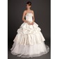 Ball-Gown Strapless Floor-Length Organza Satin Wedding Dress With Embroidery Beadwork Flower(s) (002015516)