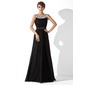 A-Lijn/Prinses Ronde Hals Vloerlengte Chiffon Tule Avondjurken met Roes Kraal (017020923)
