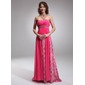 Empire Cœur Traine longue Mousseline Dentelle Robe de Bal de Promo avec Ondulé Brodé (018016893)
